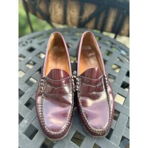 Men’s Bass Weejuns Penny Loafers Oxblood Burgundy Leather Slip-On Shoes Size 9.5